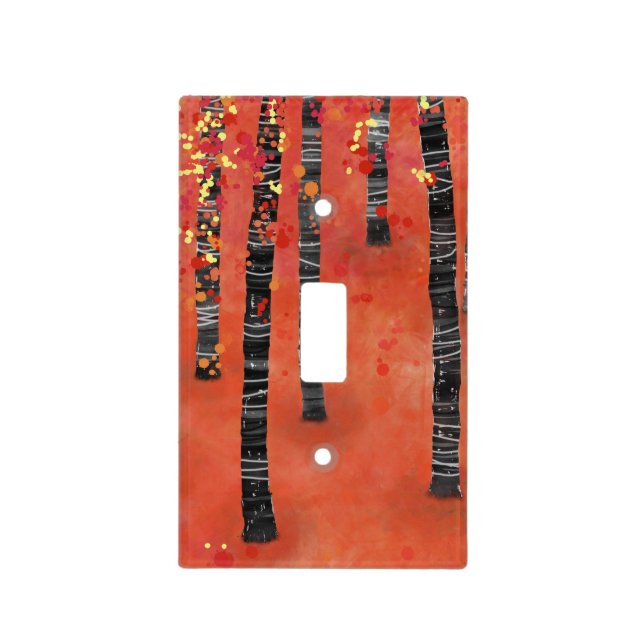 Birch Tree Forest Red Light Switch Cover (Front)