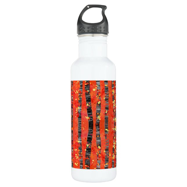 Birch Tree Forest Red Stainless Steel Water Bottle (Front)