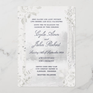 Birch Tree Forest Wedding Foil Invitation