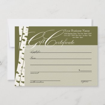 Birch Tree Gift Certificates by businesstops at Zazzle