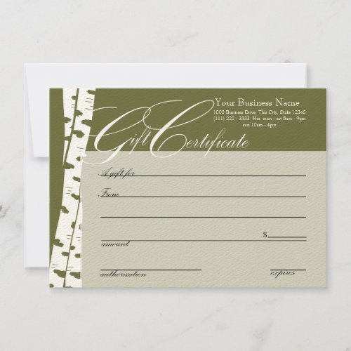 Birch Tree Gift Certificates Personalized Announcement