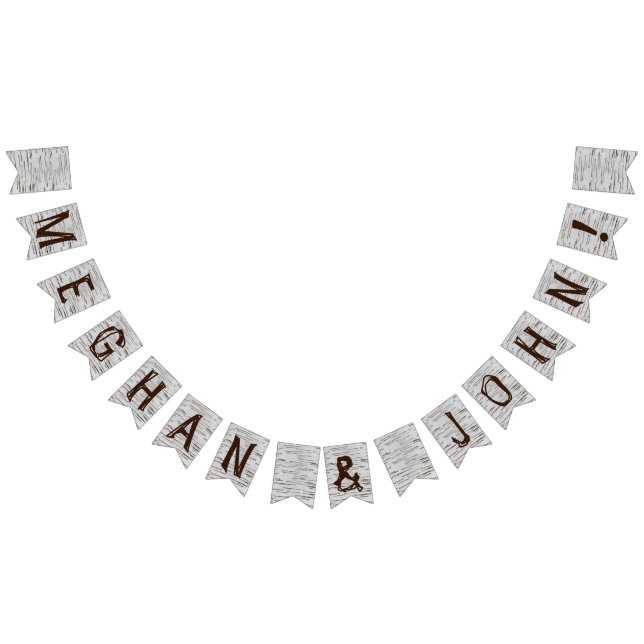 Birch tree heart initials rustic wedding banner (All)