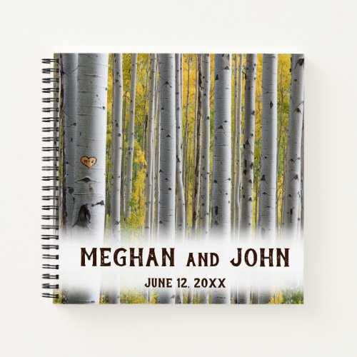 Birch tree heart initials rustic wedding memories notebook