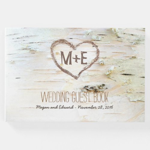 Birch Tree Heart Rustic Country Guest Book