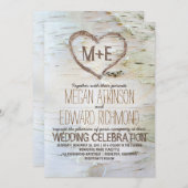 Birch Tree Heart Rustic Fall Wedding Invitation (Front/Back)