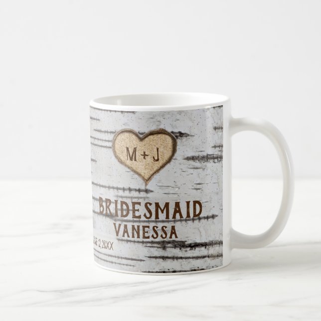 Birch tree heart rustic wedding Bridesmaid favor Coffee Mug (Right)
