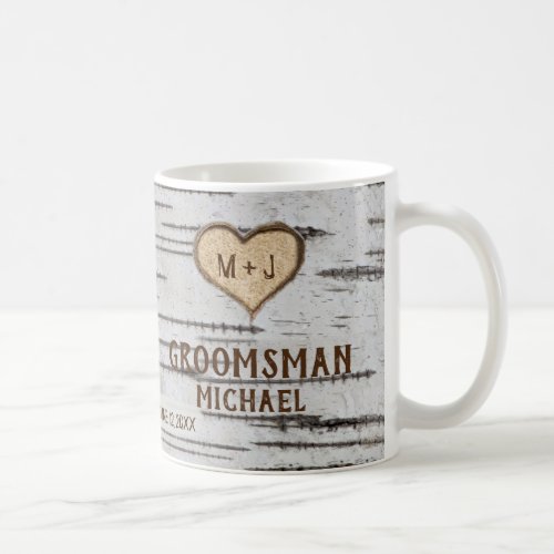 Birch tree heart rustic wedding Groomsman favor Coffee Mug