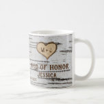 Birch tree heart rustic wedding Maid of Honor Coffee Mug<br><div class="desc">Birch tree heart initials rustic wedding favor Maid/Matron of Honor coffee mug with a carved heart in the bark with your initials. This is perfect for your outdoor rustic country barn wedding. You can give this rustic mug to your Maid/Matron of Honor to thank her for her important role on...</div>