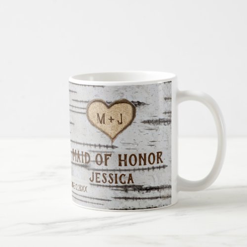 Birch tree heart rustic wedding Maid of Honor Coffee Mug