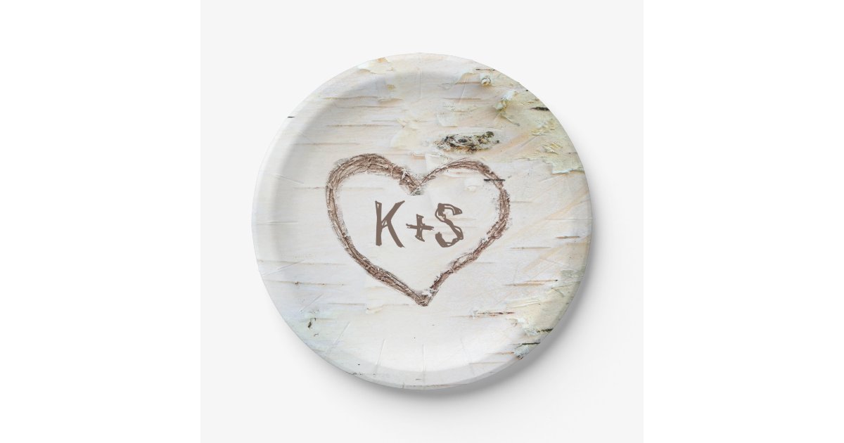 Birch Tree Heart Rustic Wedding Paper Plate Birch Tree Heart Rustic Wedding Paper Plate