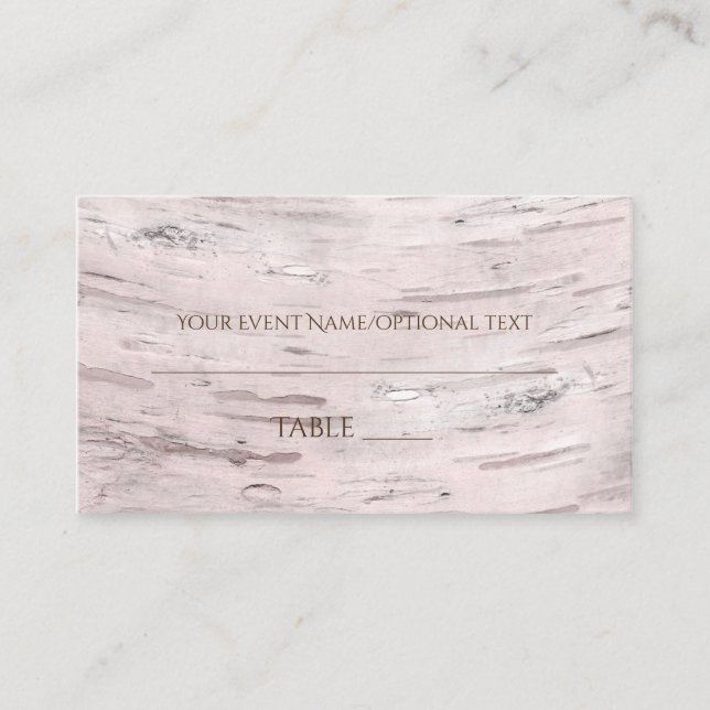 Birch Tree & Heart Rustic Wedding Table Place Card (Front)