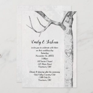 Birch Tree Heart Wedding Invitation