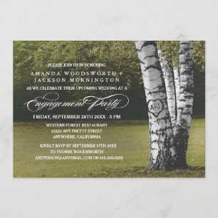 Birch Tree Initials Engagement Party Invitations