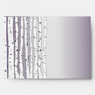 Birch Tree Lapis Purple Wedding Envelopes