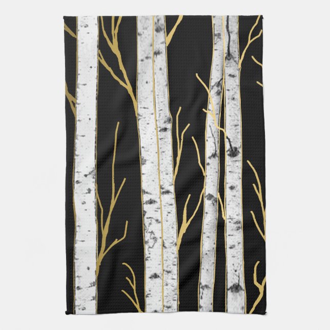 Birch Tree Modern Forest Nature  Kitchen Towel (Vertical)