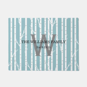 Birch Tree Monogrammed Doormat by Whimzy_Designs at Zazzle