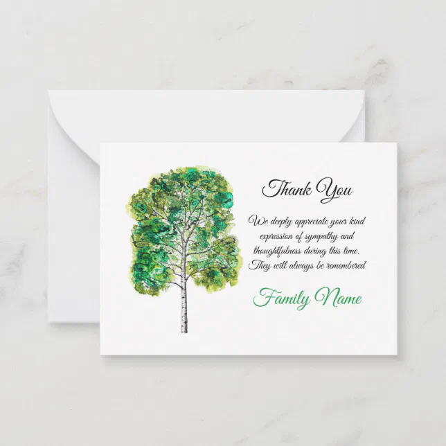 Birch Tree Nature After Funeral Thank You Cards | Zazzle