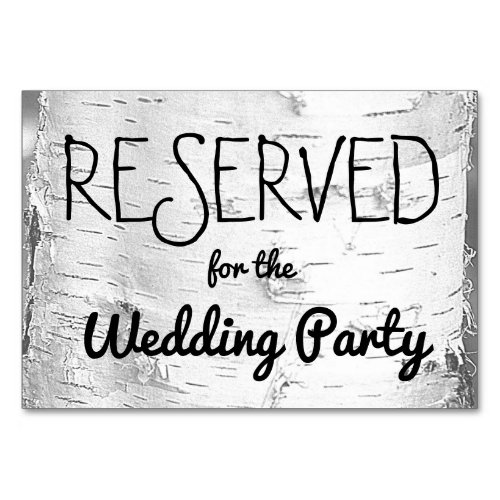 Birch Tree Reserved Wedding Sign Table Number