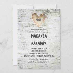 birch tree rustic bridal shower invitation