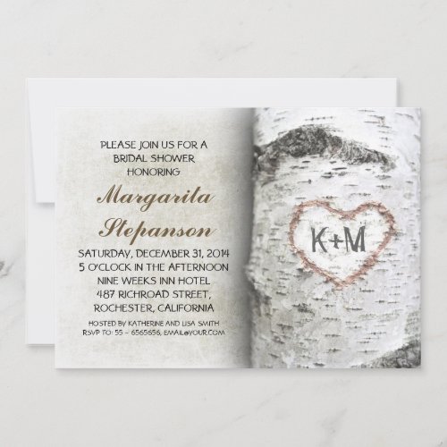 Birch Tree Rustic bridal shower Invitations