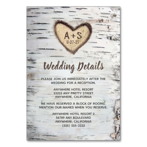 Birch Tree Rustic Country Wedding Insert Cards