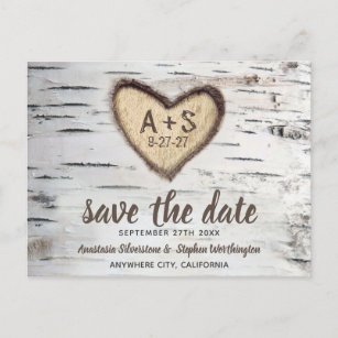 Birch Tree Rustic Country Wedding Save the Date Announcement Postcard