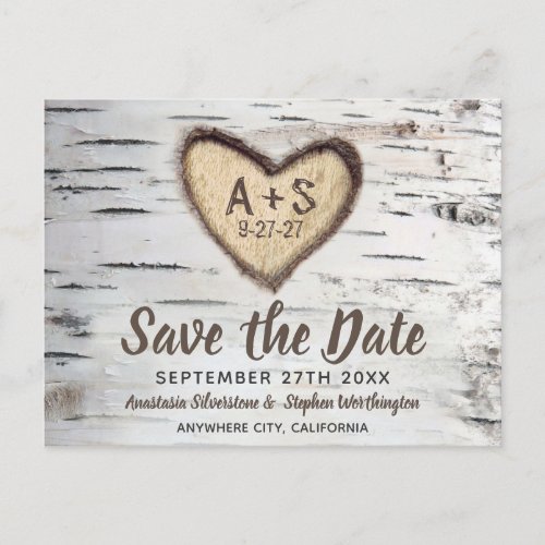 Birch Tree Rustic Country Wedding Save the Date Announcement Postcard