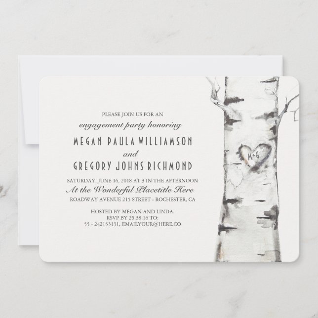 Birch Tree Rustic Engagement Party Invitation (Front)