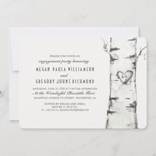 Birch Tree Rustic Engagement Party Invitation