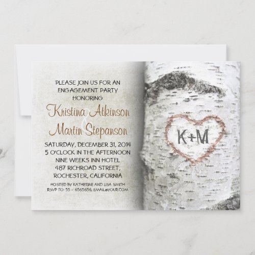 Birch Tree Rustic engagement party Invitations