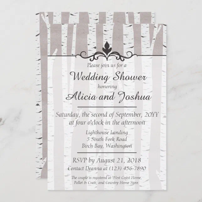 Birch Tree Rustic Nature Wedding Shower Invitation | Zazzle