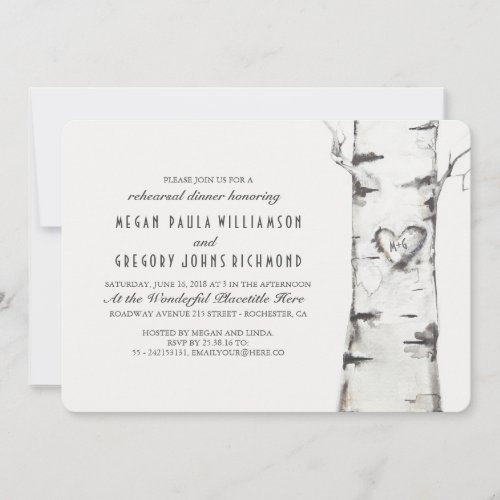 Birch Tree Rustic Rehearsal Dinner Invitation