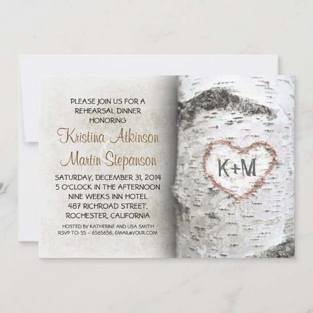 Birch Tree Rustic rehearsal dinner Invitations (Front)