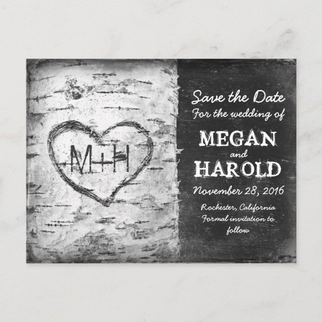 birch tree rustic save the date postcards (Front)