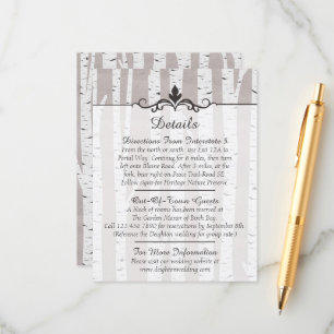 Birch Tree Rustic Wedding Details / Directions Enclosure Card