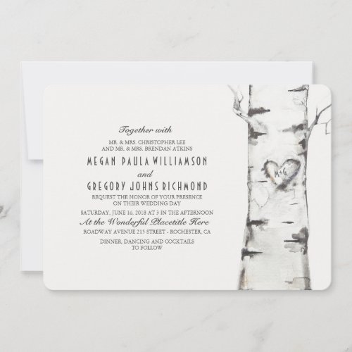 Birch Tree Rustic Wedding Invitation