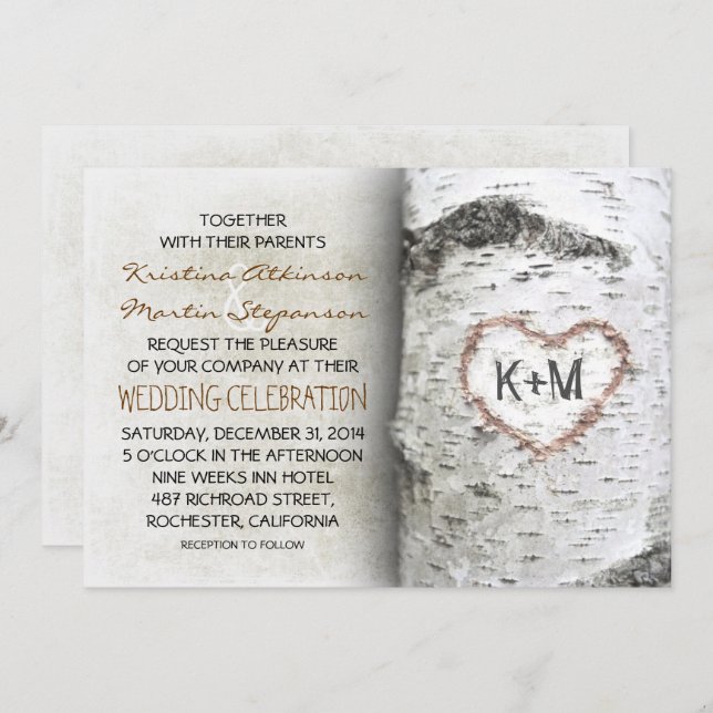 Birch Tree Rustic Wedding Invitations (Front/Back)