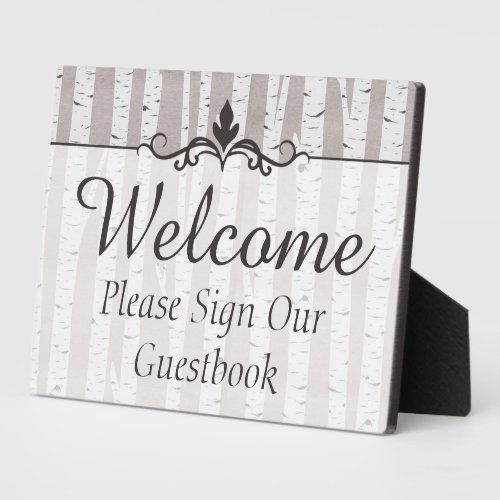 Birch Tree Rustic Wedding Welcome Guestbook Sign Plaque