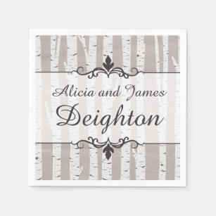 Birch Tree Rustic Wood Nature Wedding Personalized Paper Napkins