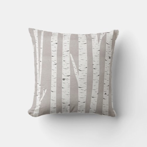 Birch Tree Rustic Woodland Throw Pillow