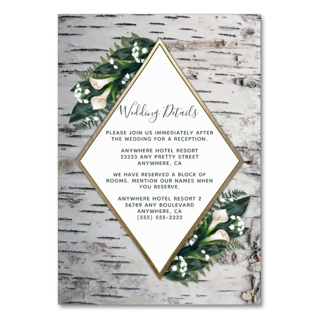 Birch Tree Rustic Woodland Wedding Insert Cards (Front)