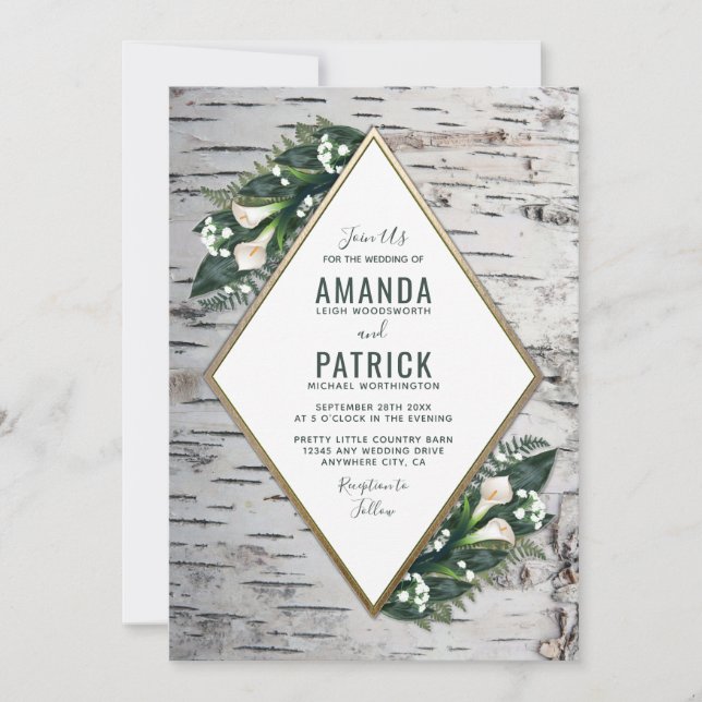 Birch Tree Rustic Woodland Wedding Invitations (Front)