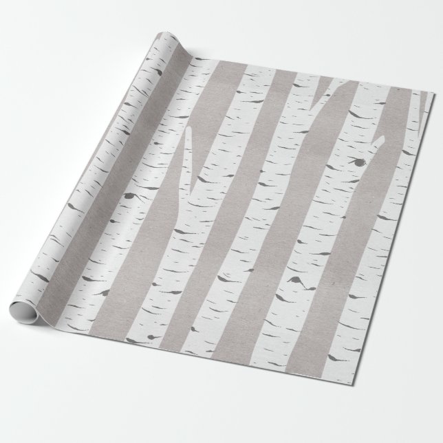 Birch Tree Rustic Woodland Wrapping Paper (Unrolled)