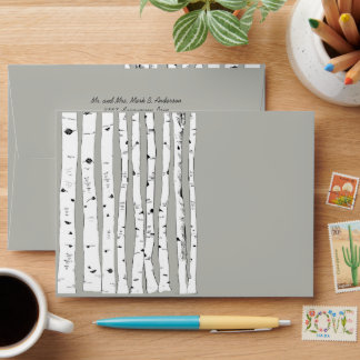 Birch Tree Silver Cloud Wedding Envelopes