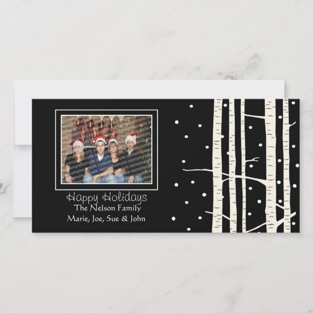 Birch Tree Snowfall Holiday Card (Front)