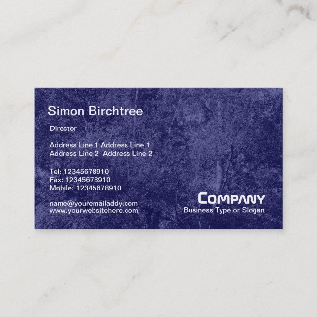 Birch Tree Texture - Dark Blue Business Card (Front)