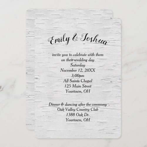 Birch Tree Texture Wedding  Invitation