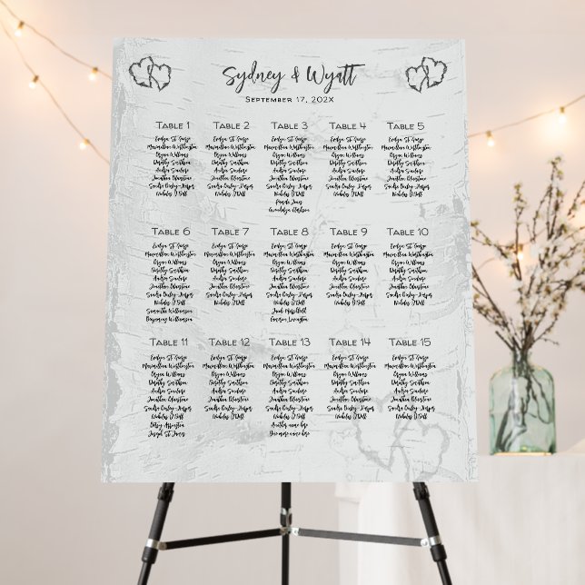 Birch Tree Wedding Reception Large Seating Chart Foam Board (In Situ (Stand))