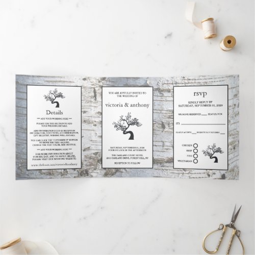 Birch Tree Wedding Suite Tri_Fold Invitation