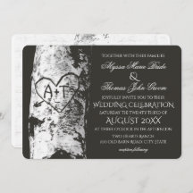 Birch Tree Wedding with Carved Heart Inititials